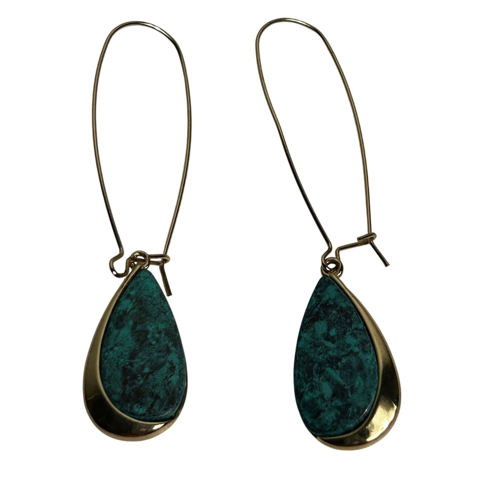 RLM SOHO Teardrop Earrings Women OS Gold Green‎ Turquoise Stone Kidney Wire Drop